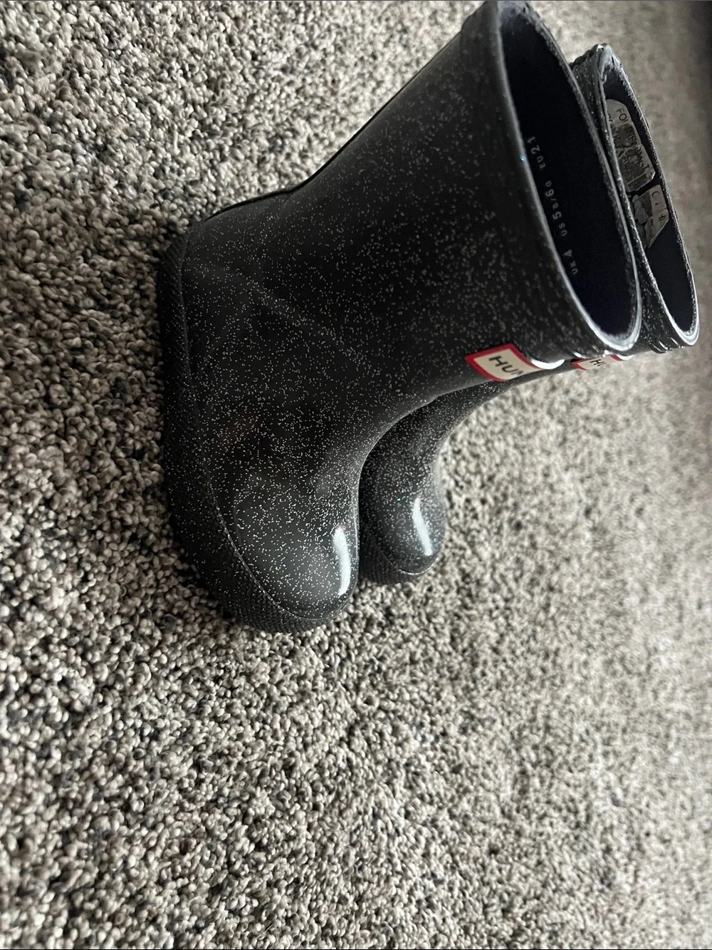 Hunter Kids Black Glitter Rain Boots